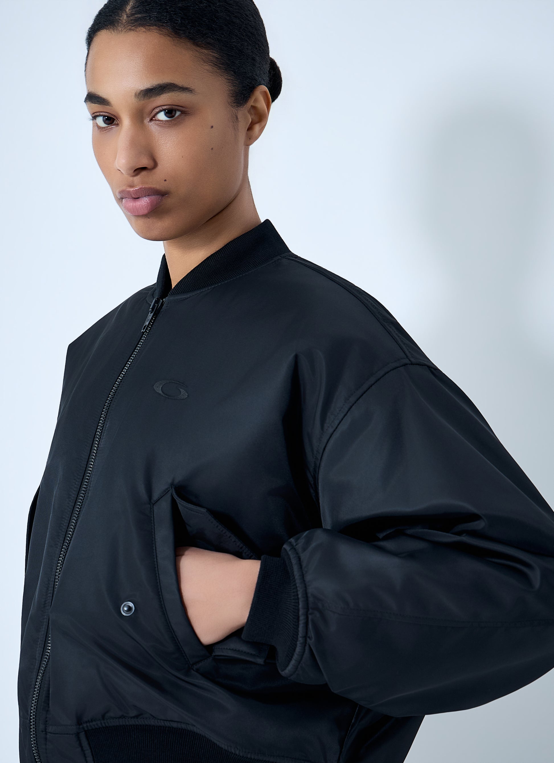 Balenciaga Women Zip-Front Bomber Jacket BALENCIAGA