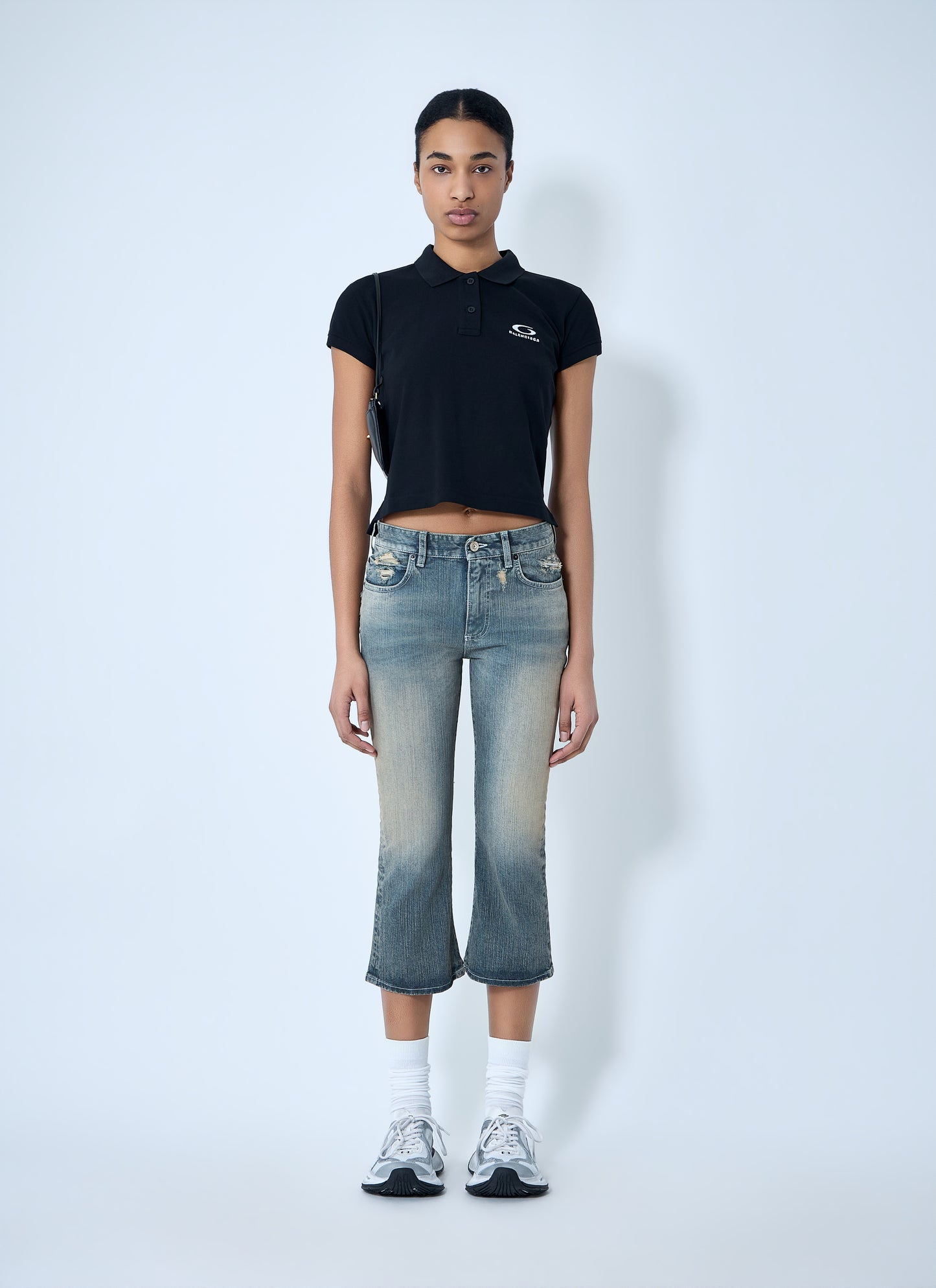 Balenciaga Women Cropped Distressed Denim Jeans BALENCIAGA