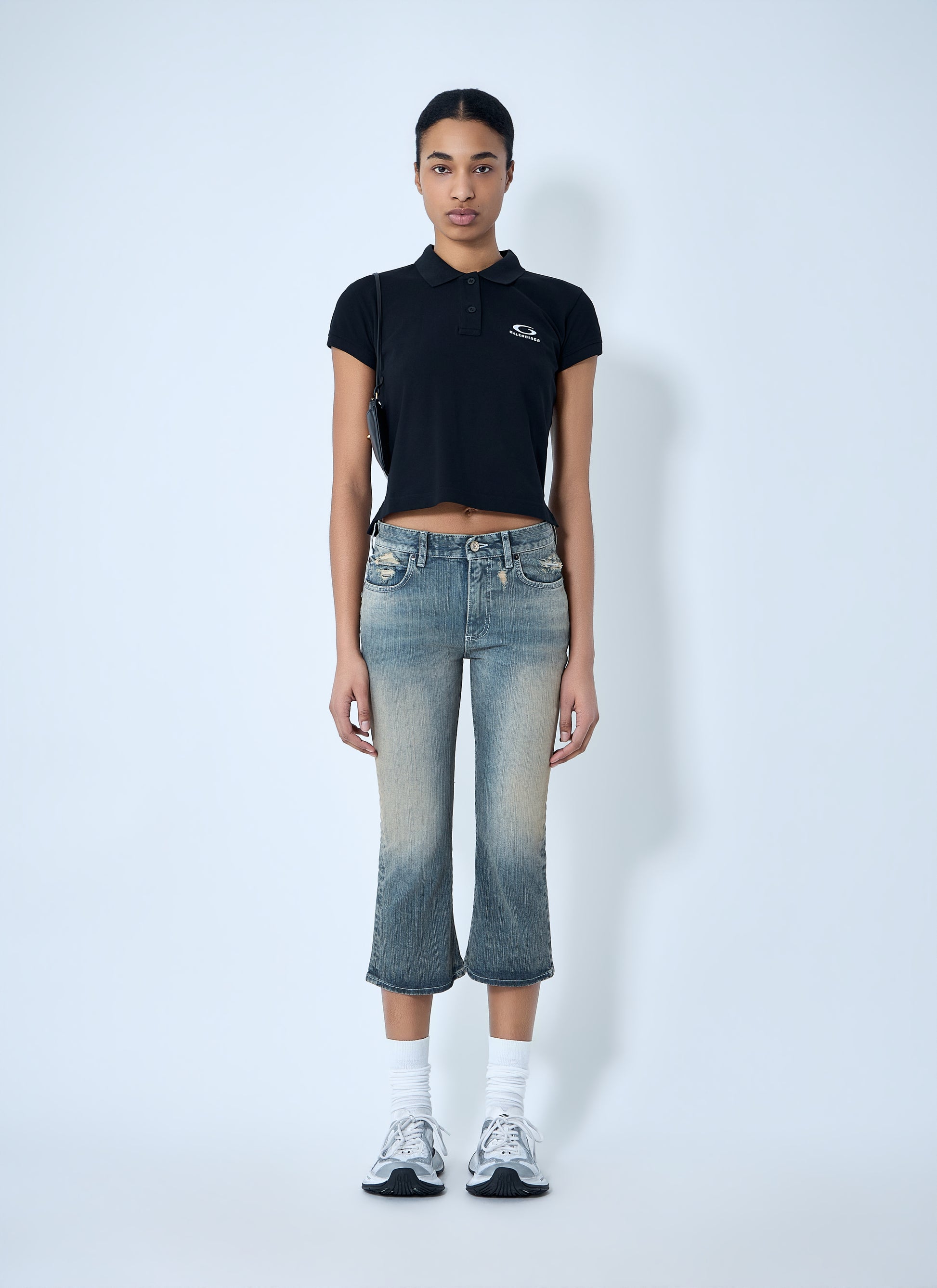 Balenciaga Women Cropped Distressed Denim Jeans BALENCIAGA