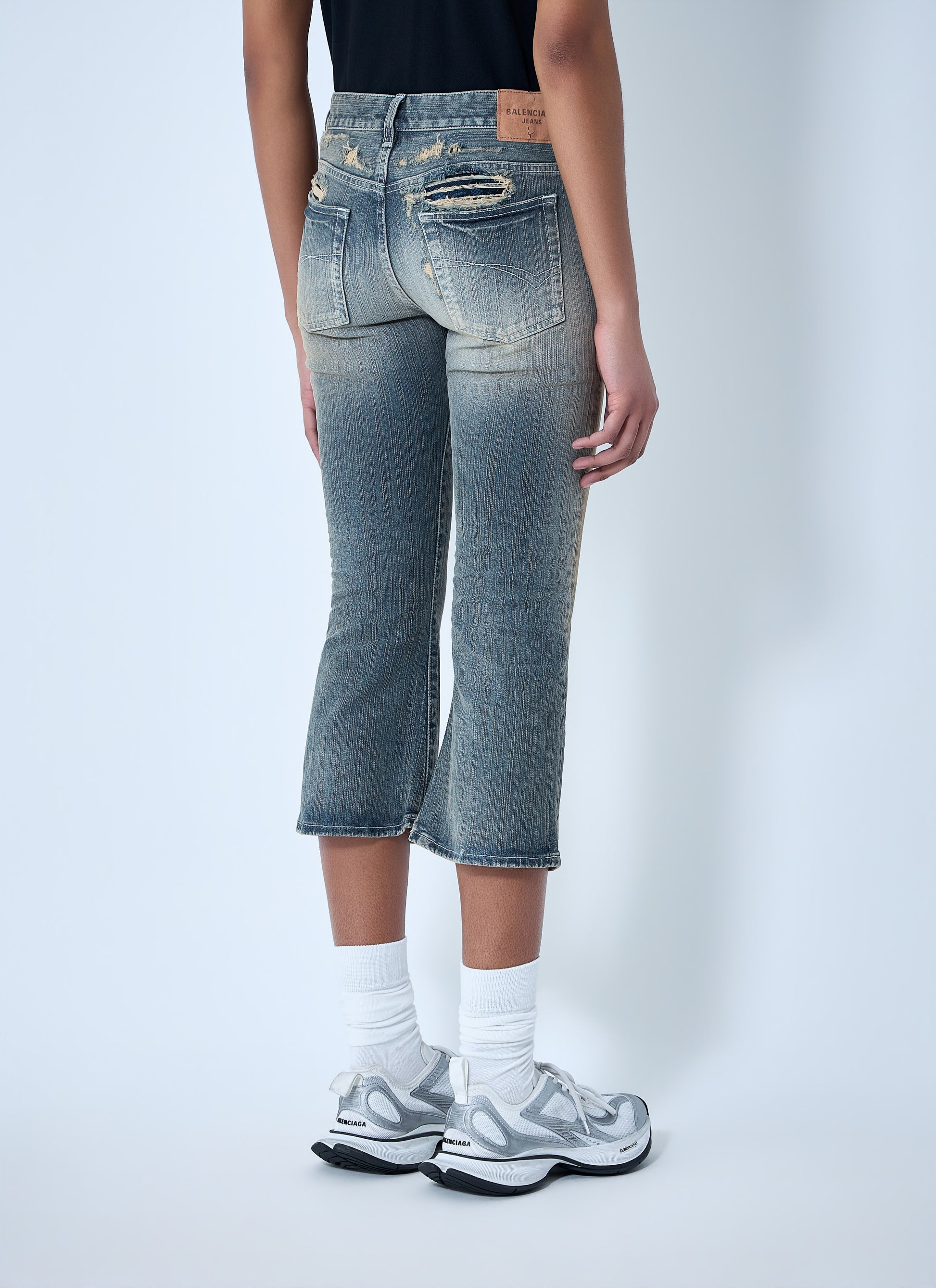 Balenciaga Women Cropped Distressed Denim Jeans BALENCIAGA