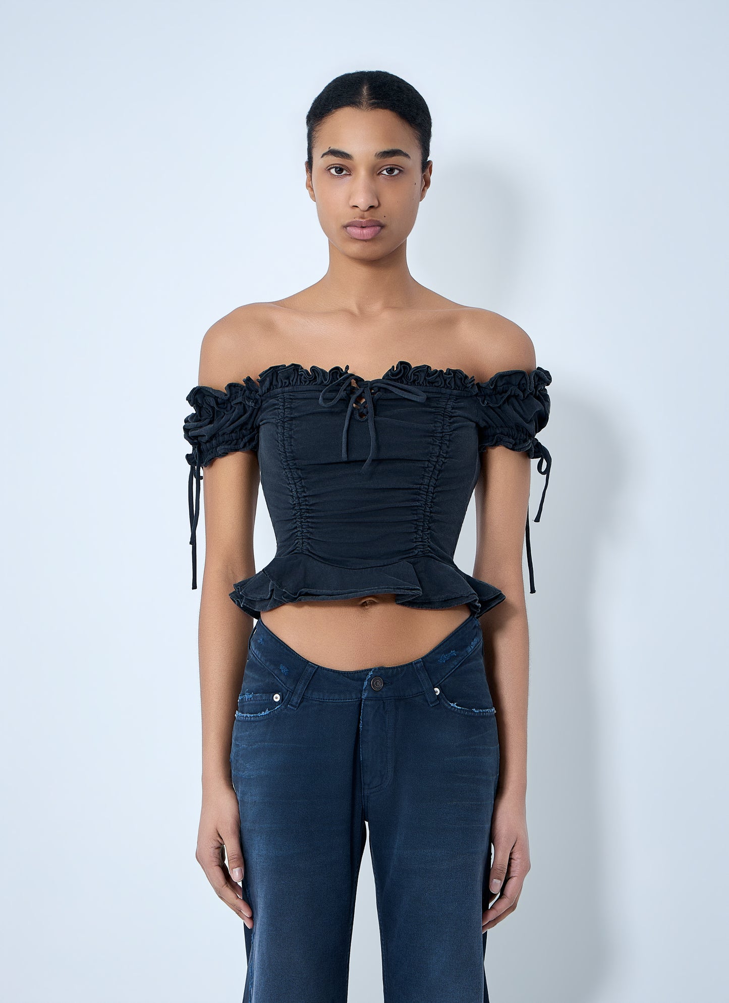Balenciaga Women Gathered Cropped Top BALENCIAGA