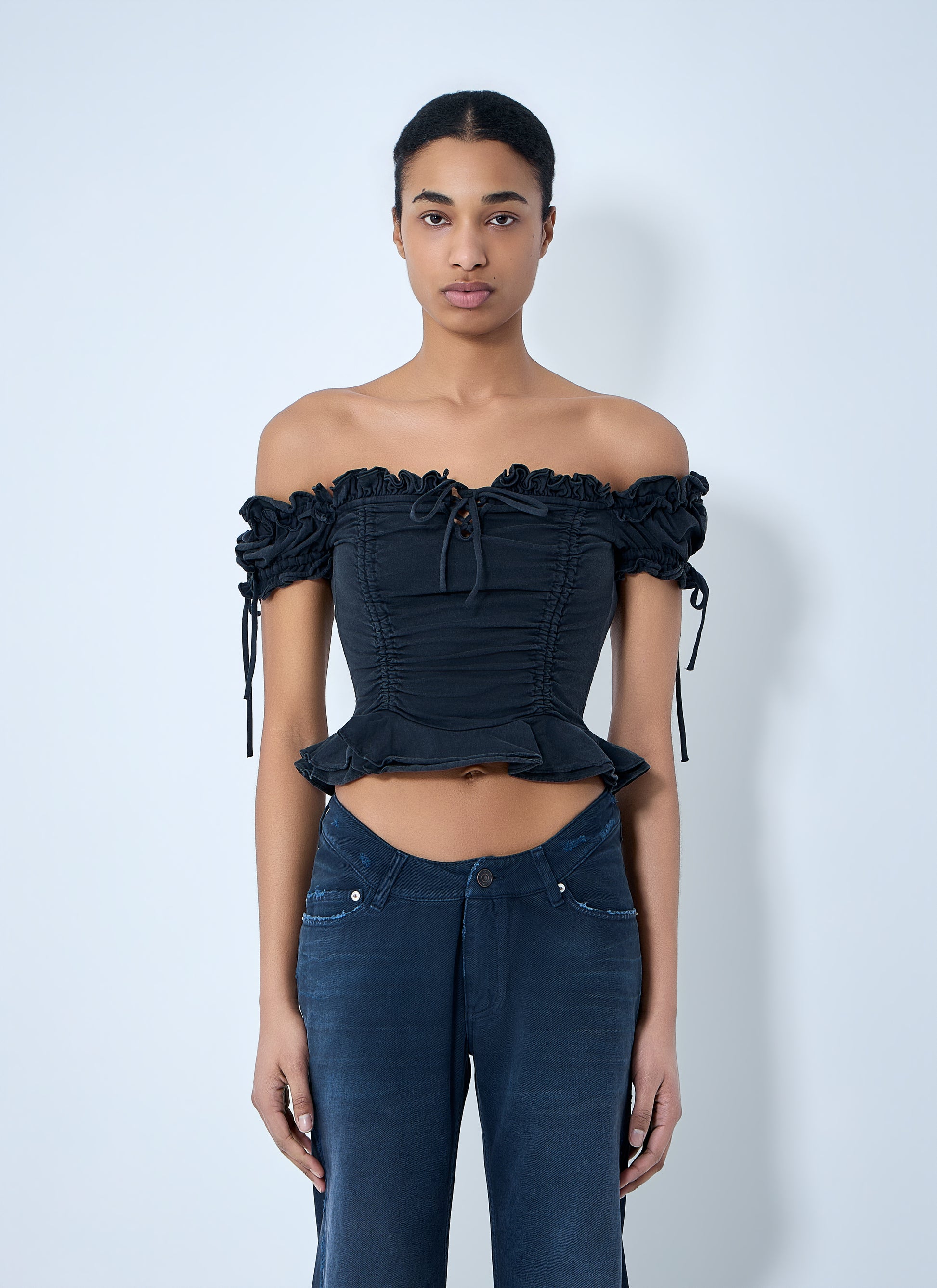 Balenciaga Women Gathered Cropped Top BALENCIAGA