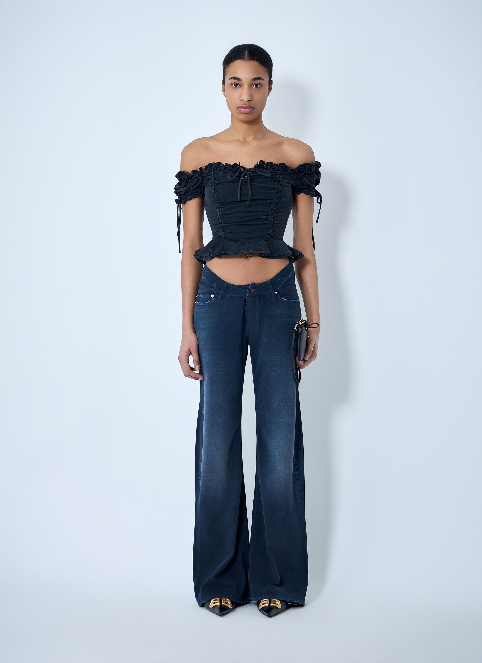 Balenciaga Women Gathered Cropped Top BALENCIAGA