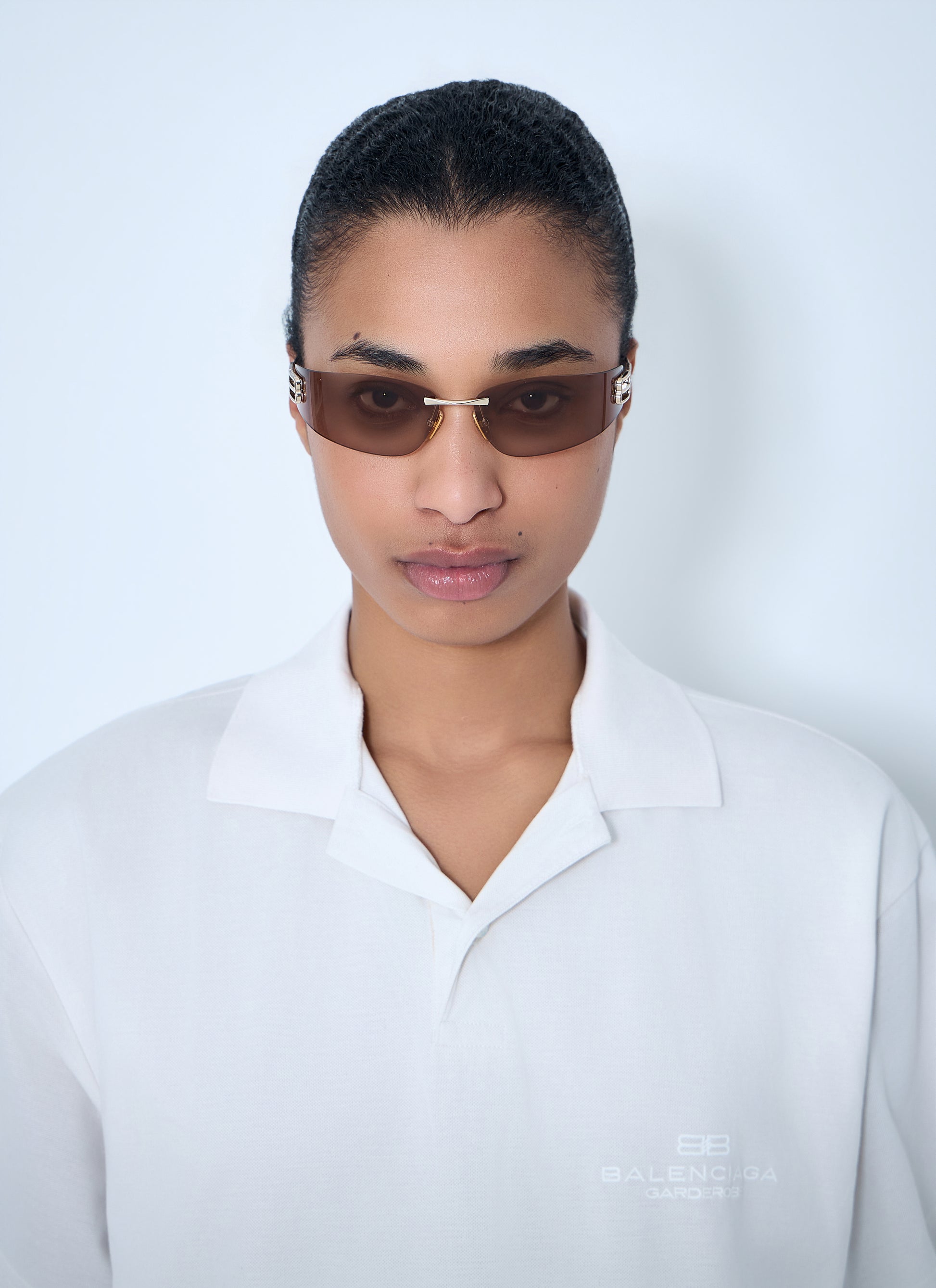Balenciaga Women Gossip Rimless Logo Sunglasses BALENCIAGA