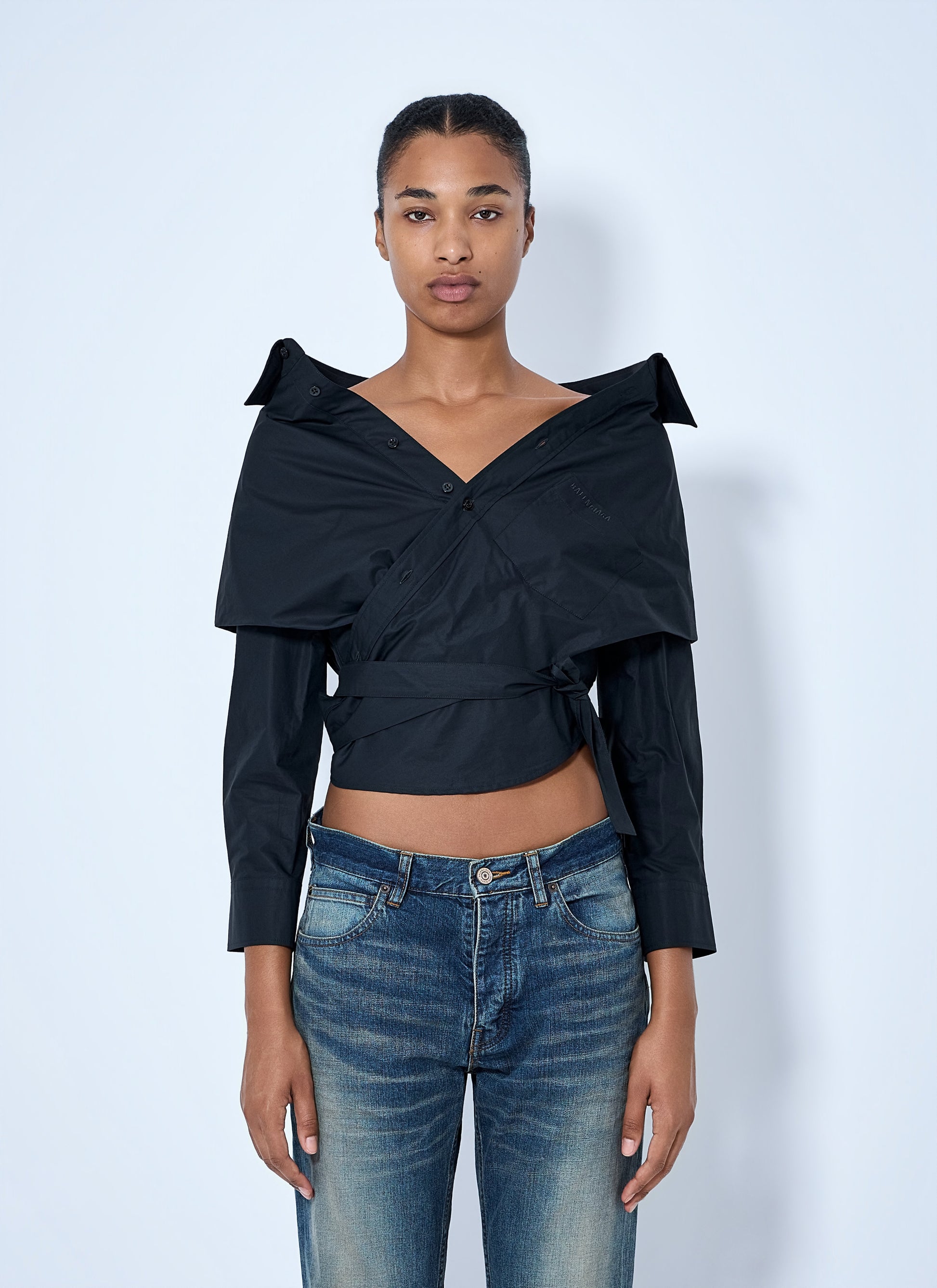 Balenciaga Women Off-Shoulder Wrap Shirt BALENCIAGA