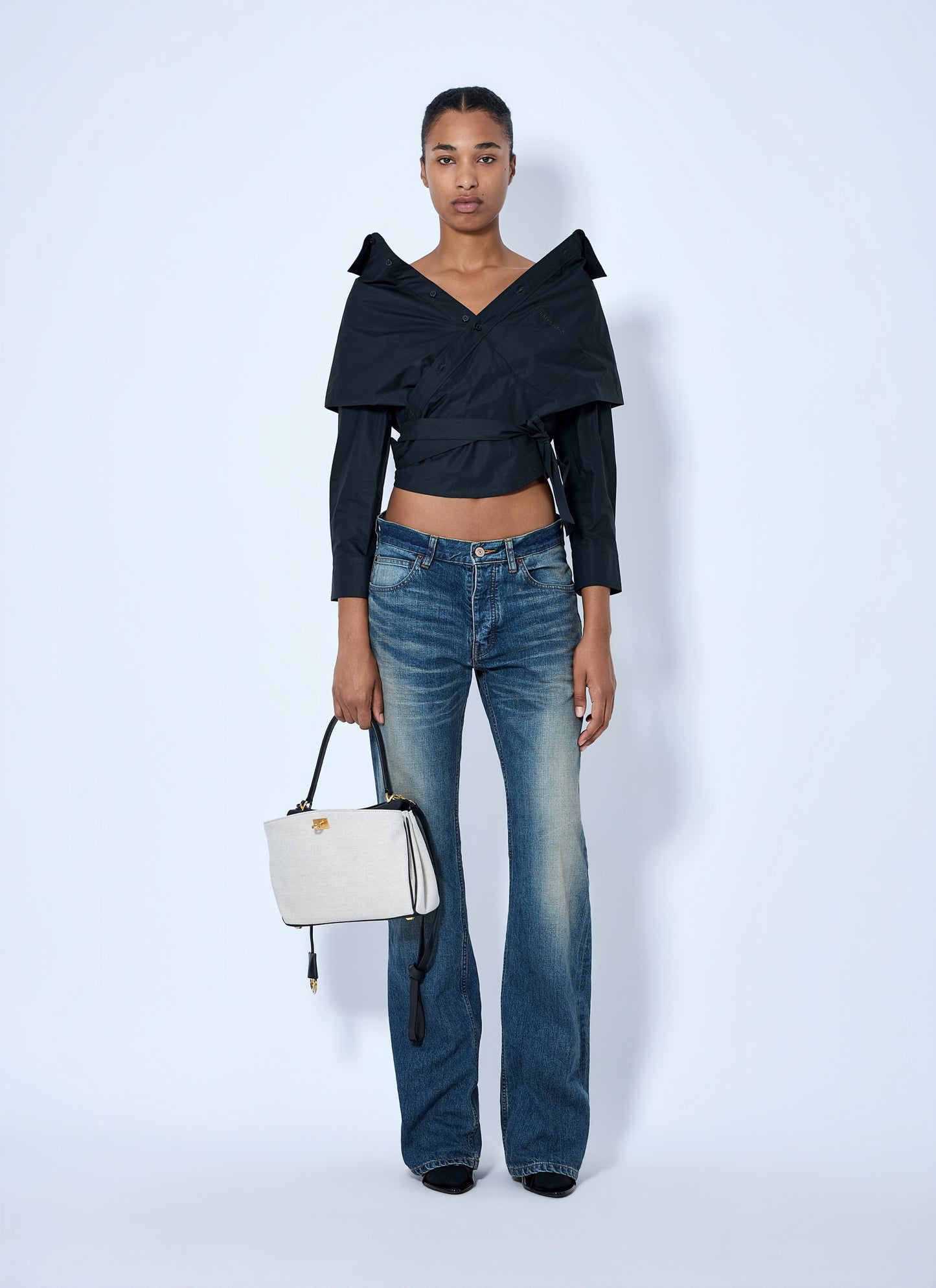 Balenciaga Women Off-Shoulder Wrap Shirt BALENCIAGA