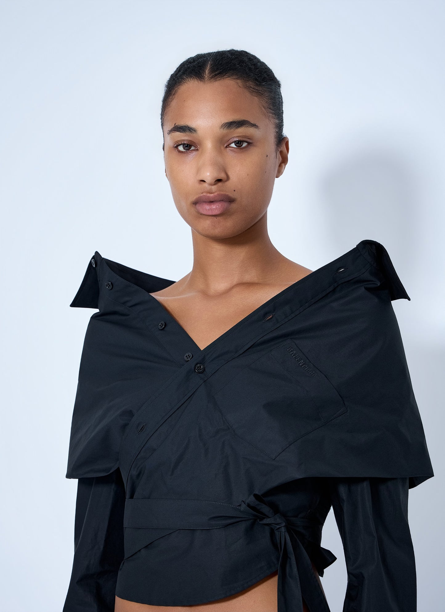 Balenciaga Women Off-Shoulder Wrap Shirt BALENCIAGA