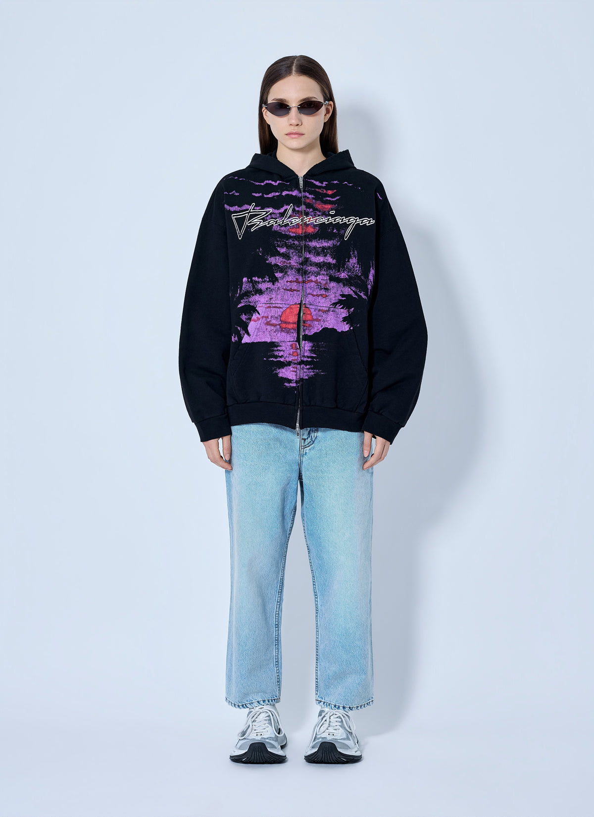 Balenciaga Women Printed Zip Hoodie BALENCIAGA