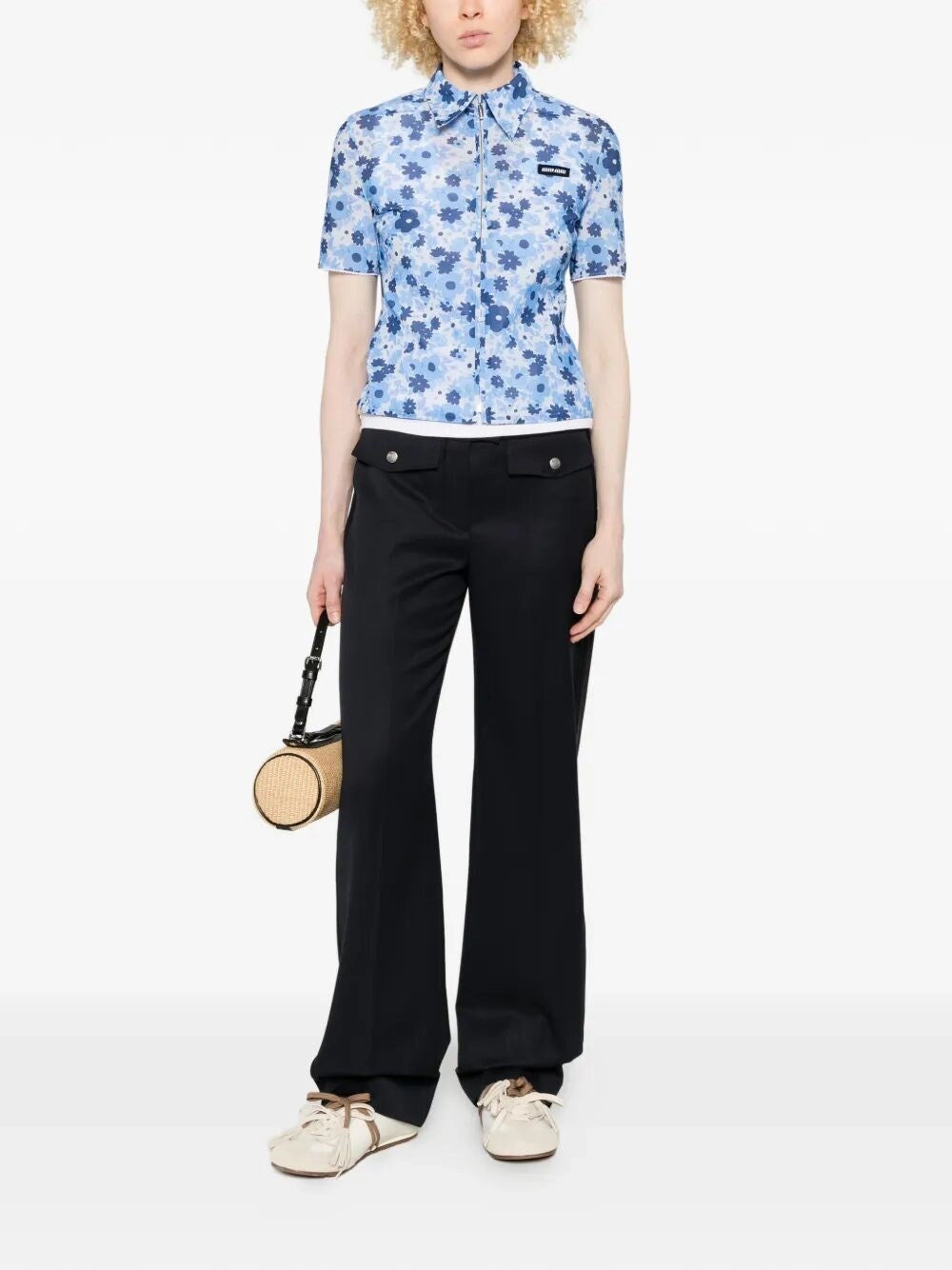Miu Miu Women Cropped Printed Shirt MIU MIU