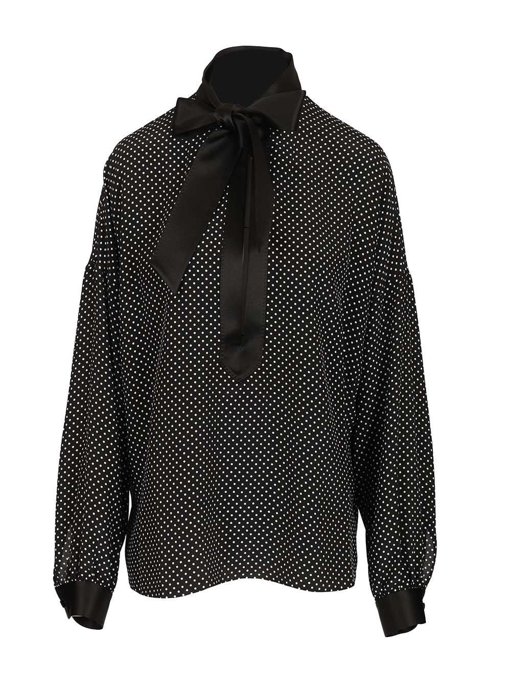 Tom Ford Women Polka Dot Silk Satin Blouse With Lavallière Collar TOM FORD
