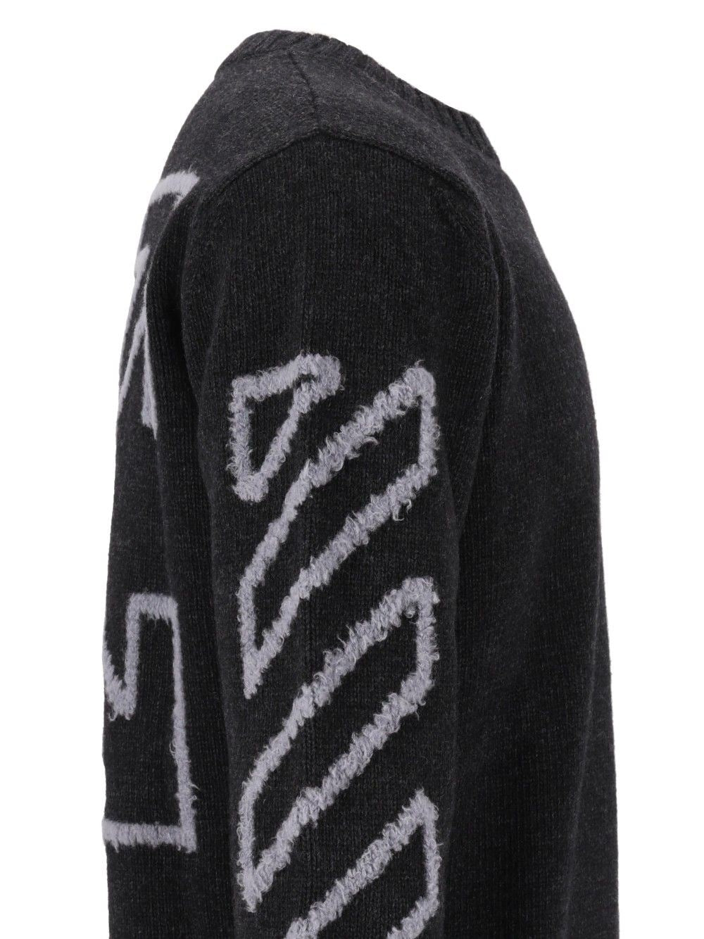 Off-White Men The Diagonal Arrow Fuzzy Crew Neck Sweater OFF-WHITE