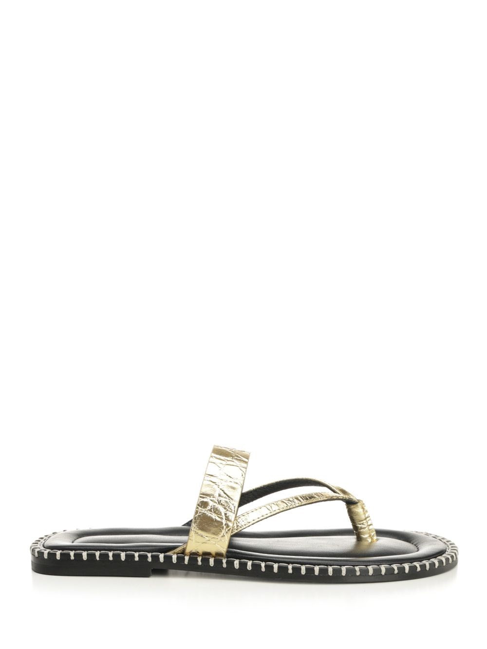 Dries Van Noten Women Metallic Leather Flip-Flops DRIES VAN NOTEN