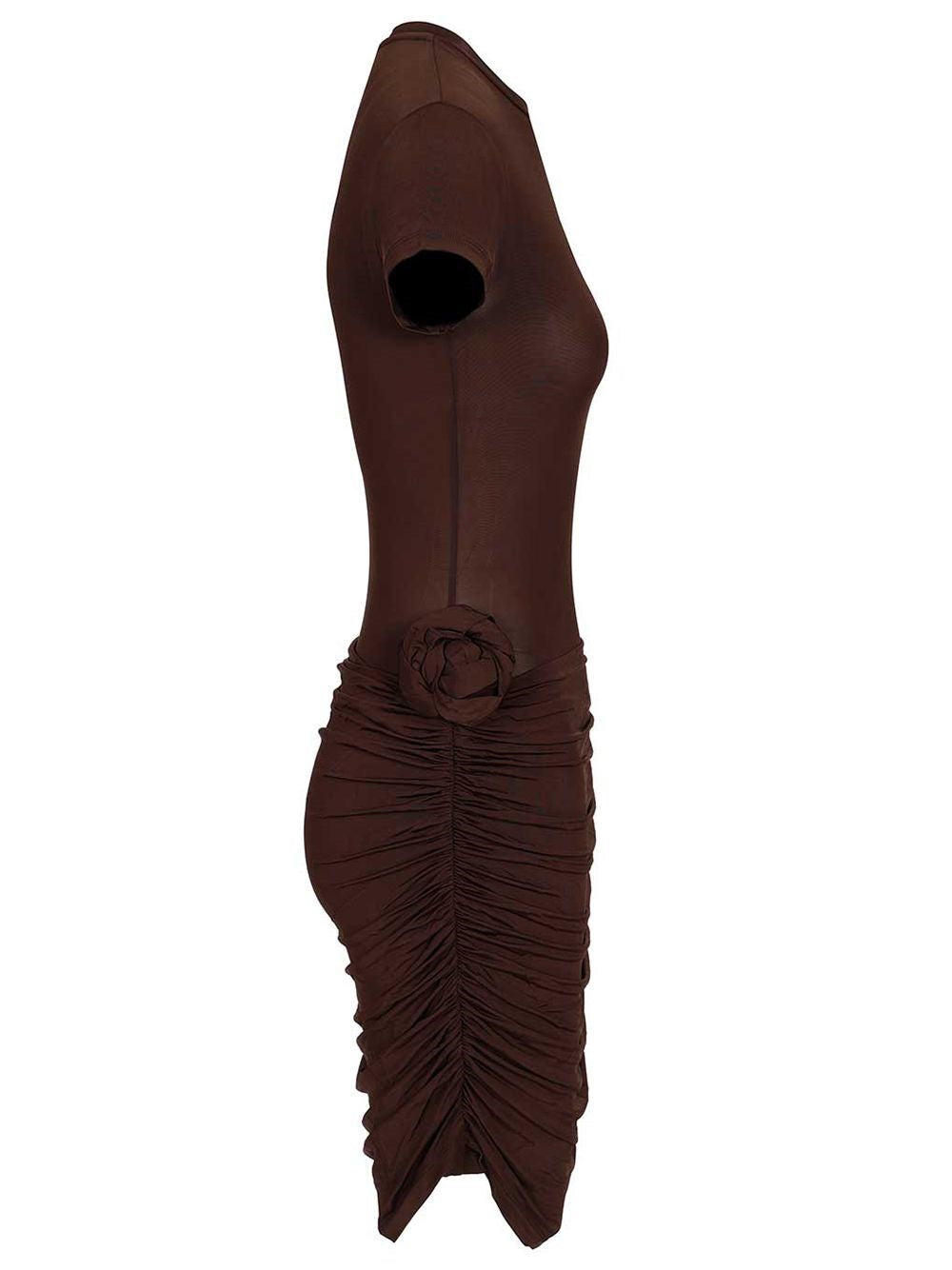 Rotate Women Dark Brown Draped Mini Dress ROTATE