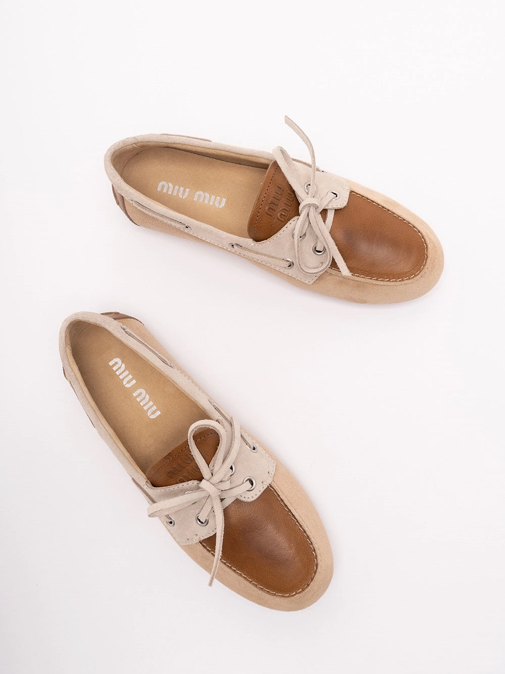 Miu Miu Women Suede And Leather Boat Shoes MIU MIU