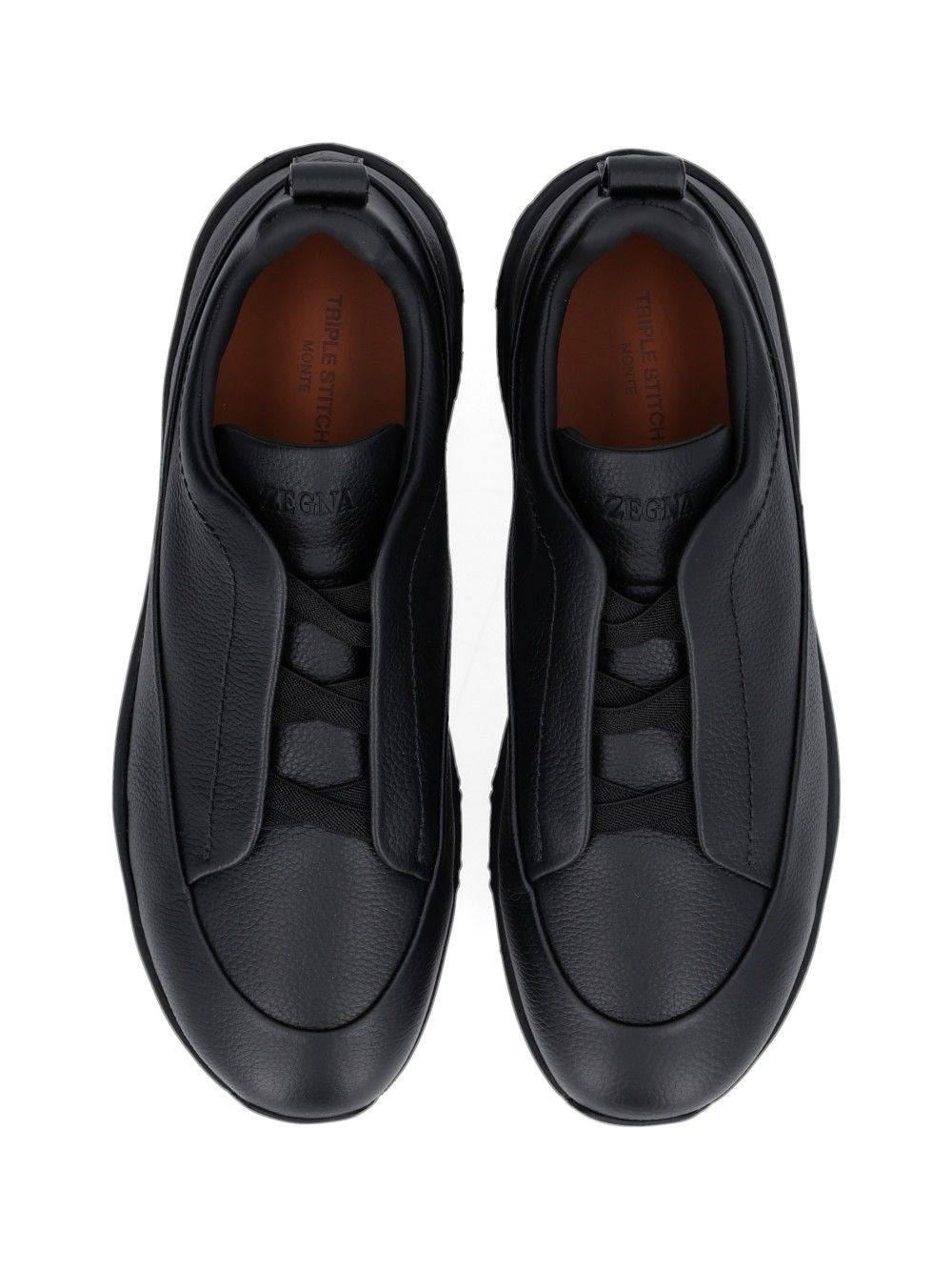 Zegna Men Triple Stitch Leather Sneakers ZEGNA