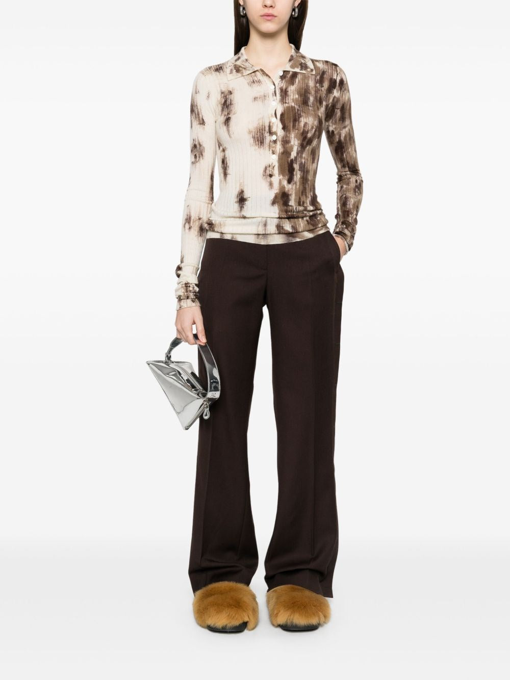 Off-White Women Wool Wide Leg Trousers OFF-WHITE
