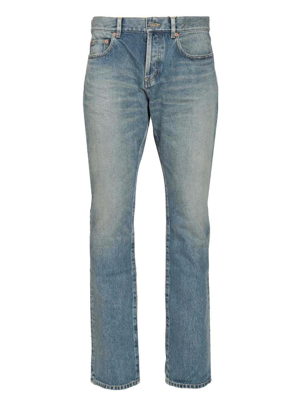Saint Laurent Men Slim Relaxed Low Rise Jeans In Blue Denim SAINT LAURENT