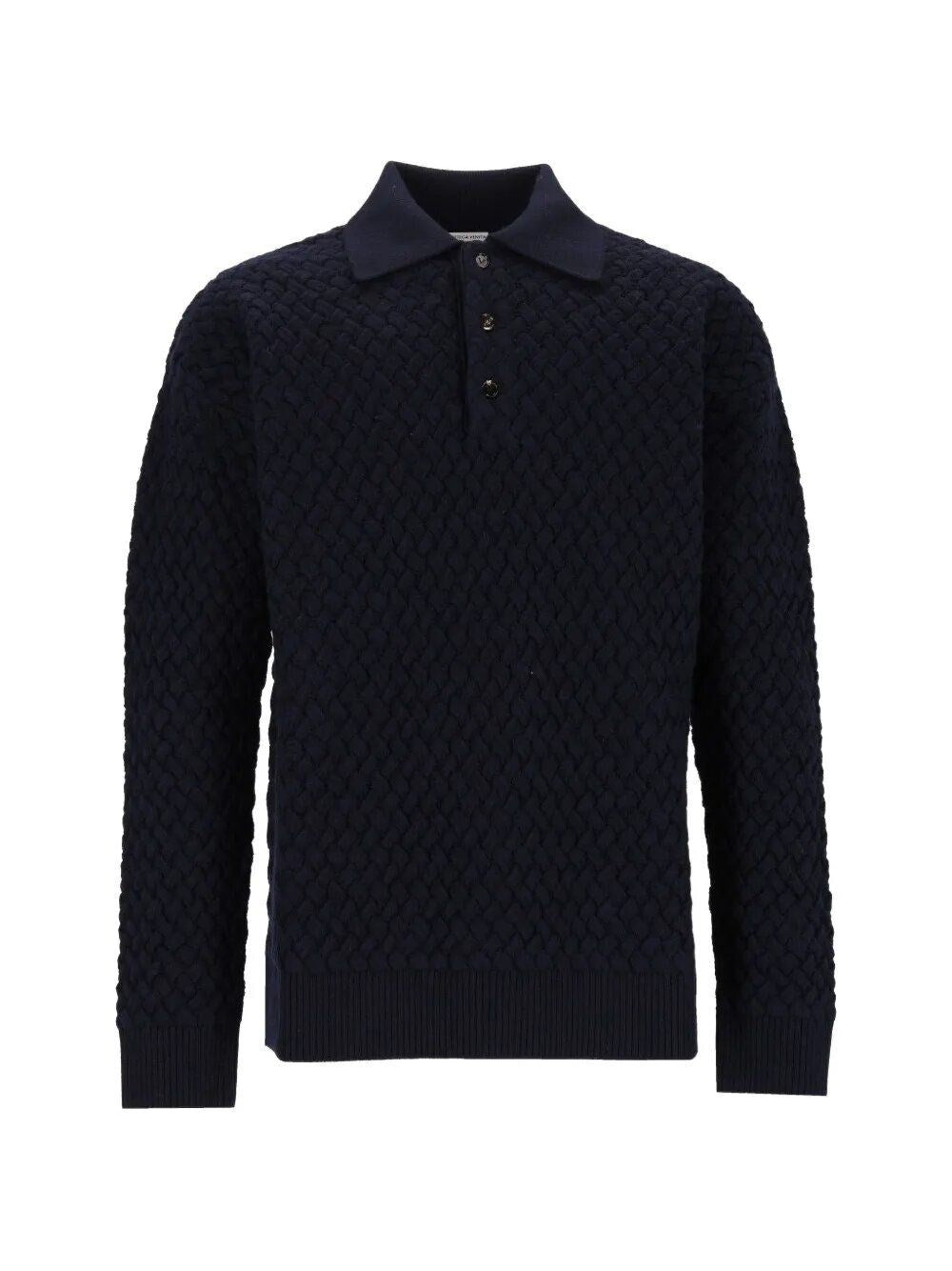 Bottega Veneta Men Woven Wool Polo Shirt BOTTEGA VENETA