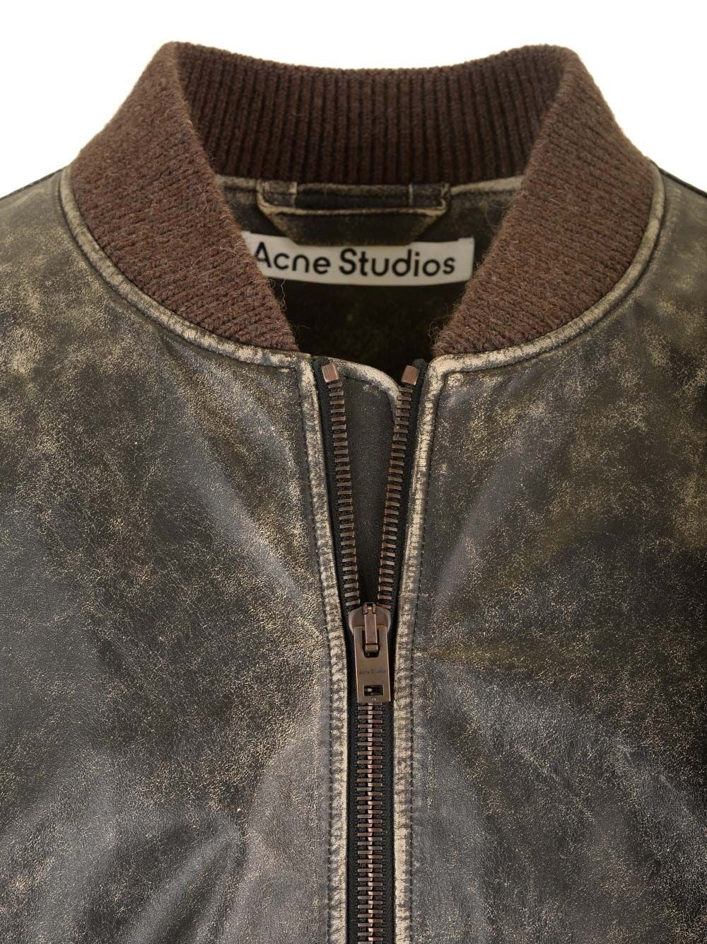 Acne Studios Men Leather Bomber Jacket ACNE STUDIOS