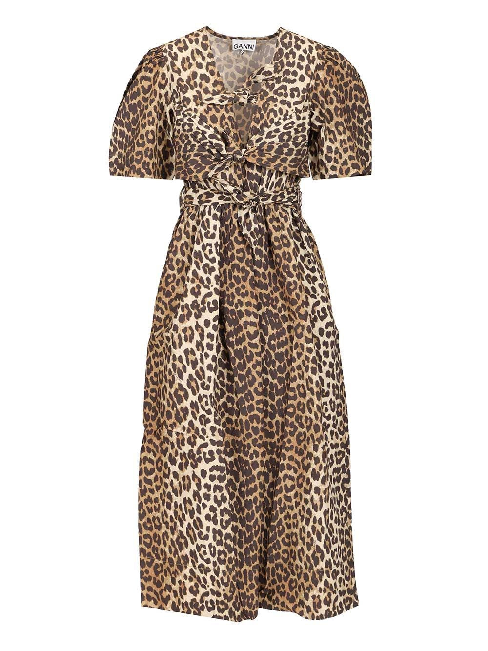 Ganni Women Leopard-Print Midi Dress GANNI