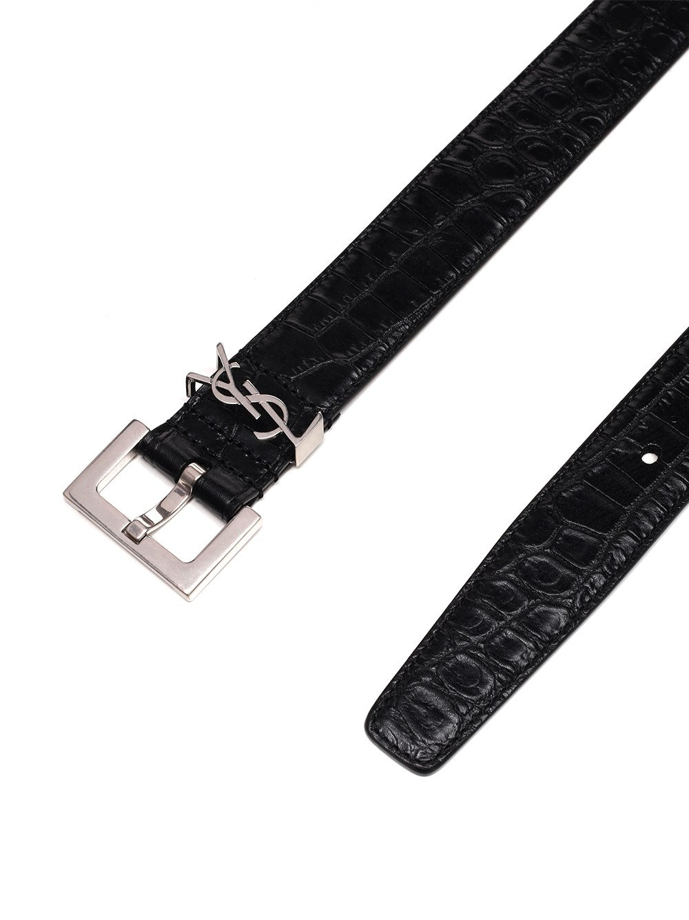 Saint Laurent Men Embossed "Cassandre" Leather Belt SAINT LAURENT