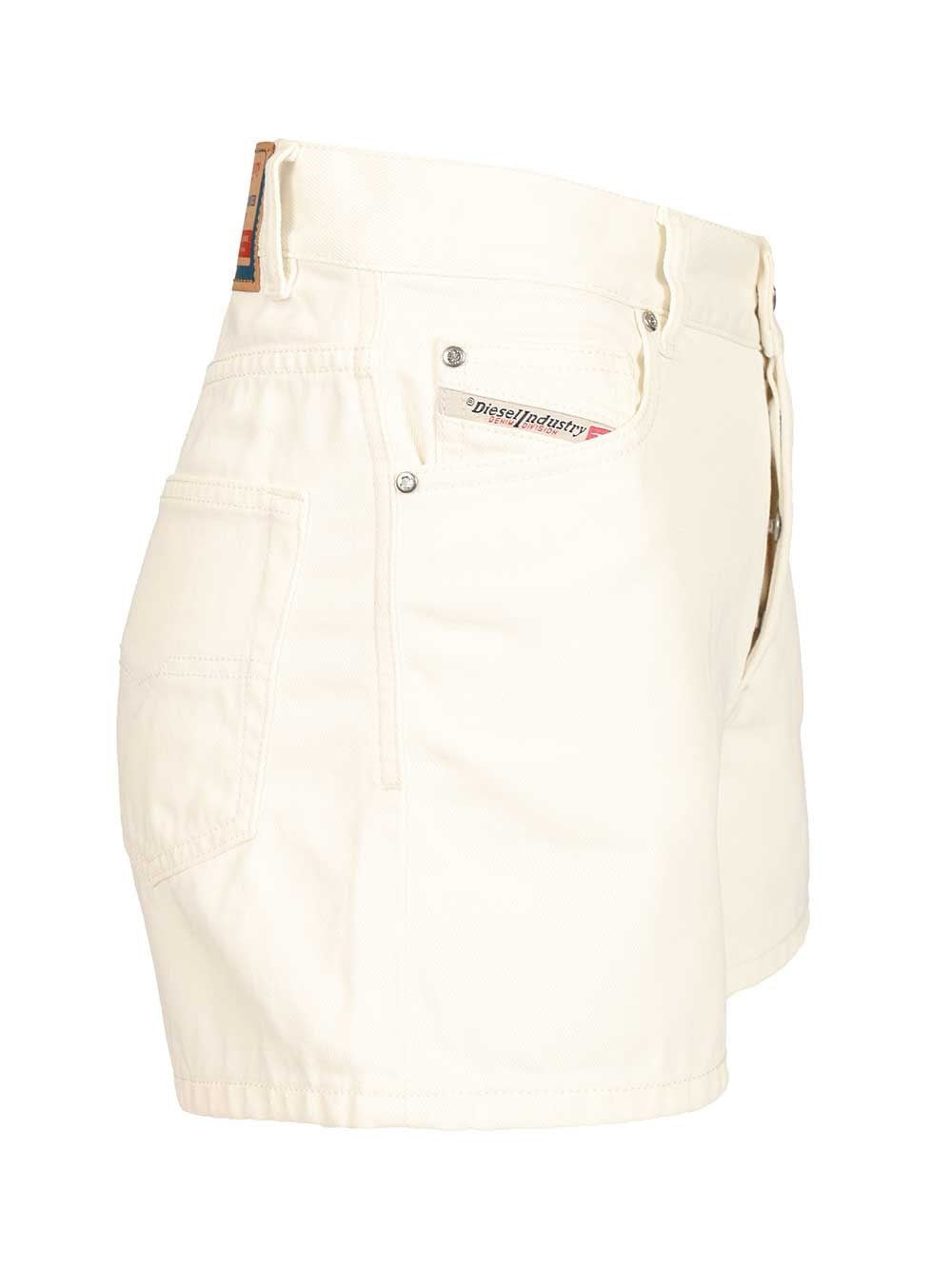 Diesel Women White Cotton Denim Shorts DIESEL