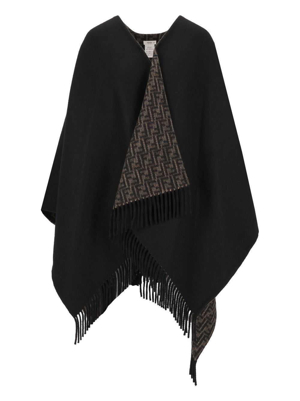 Fendi Women Ff Zucca Wool And Cashmere Poncho.