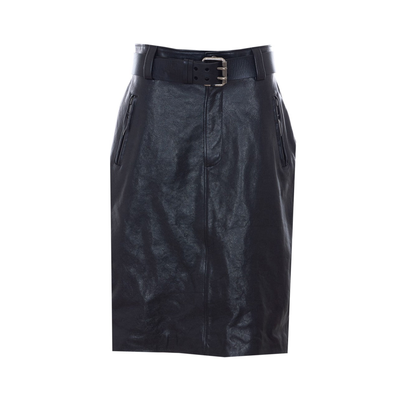 Saint Laurent Women Belted Leather Pencil Skirt SAINT LAURENT