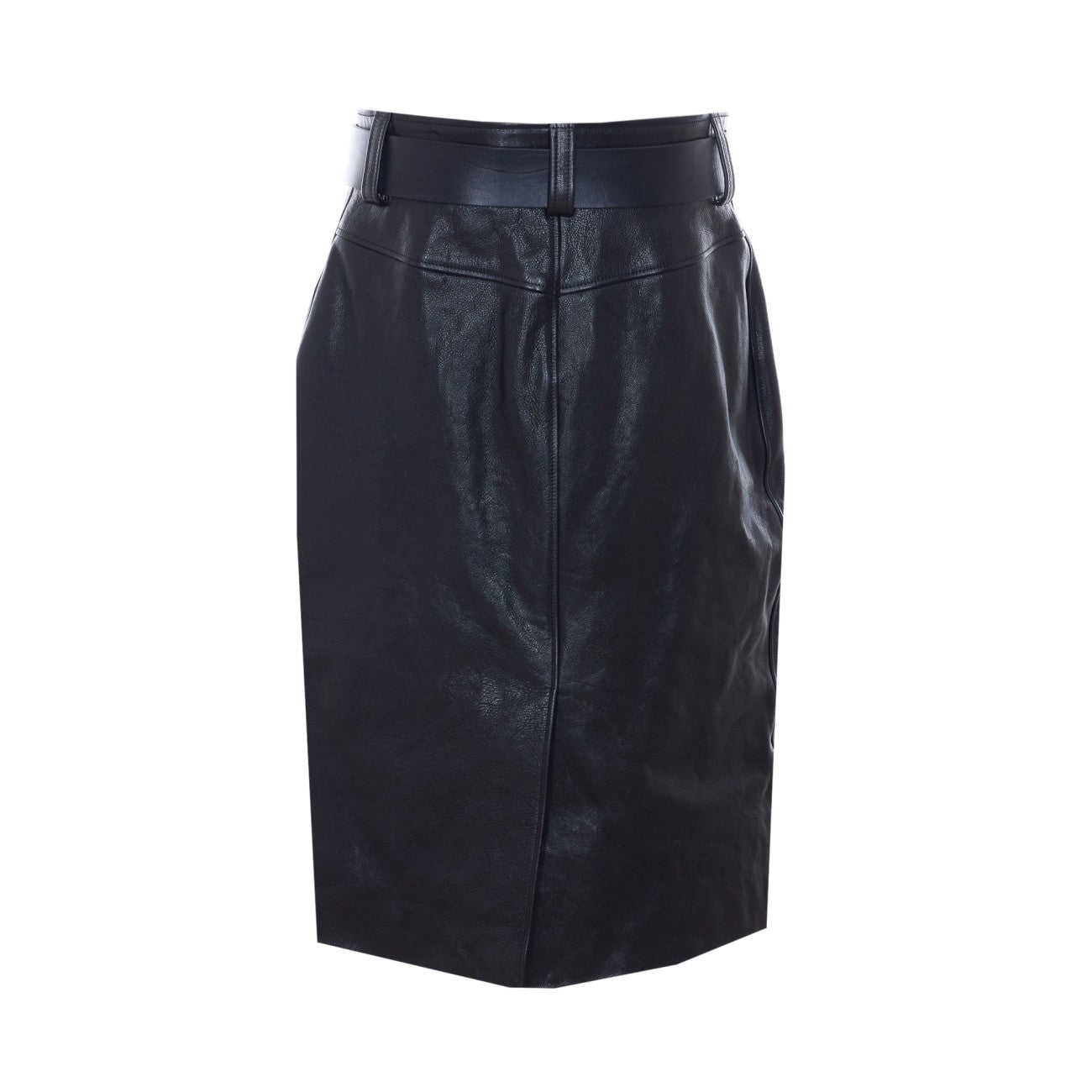 Saint Laurent Women Belted Leather Pencil Skirt SAINT LAURENT