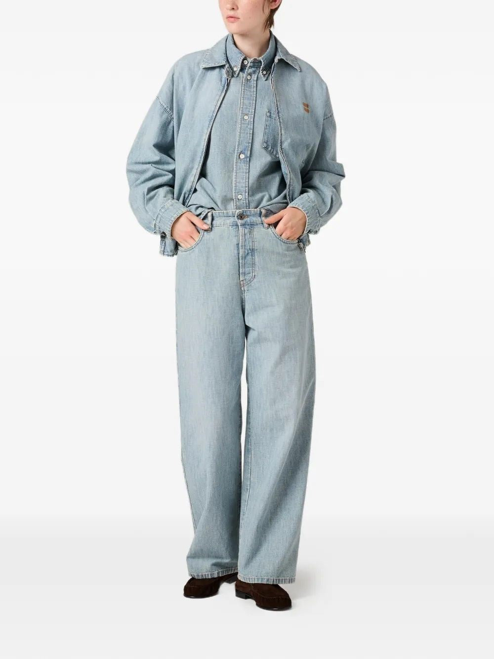 Miu Miu Women Chambray Denim Trousers MIU MIU