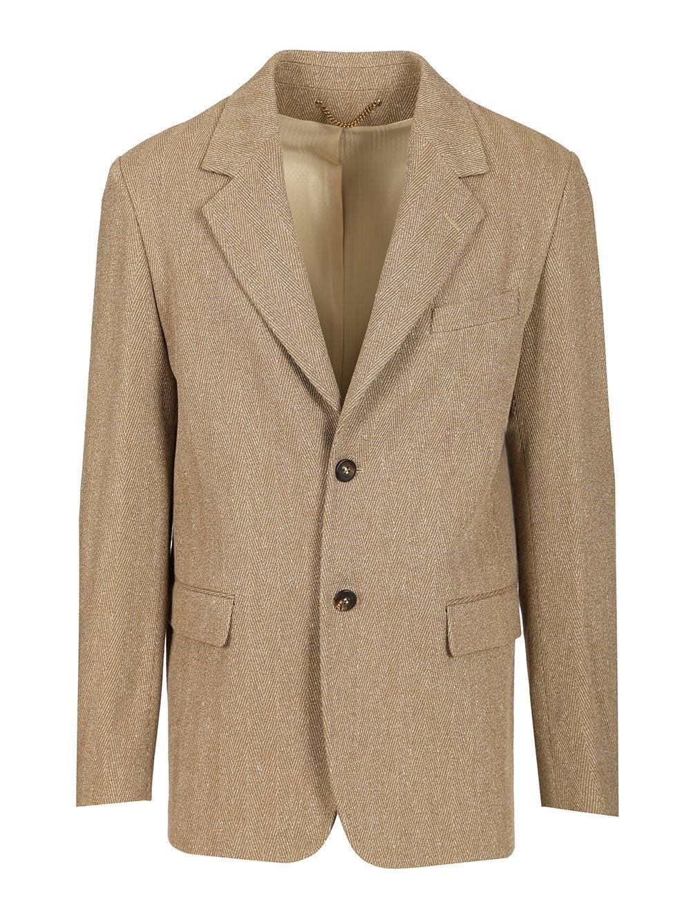 Golden Goose Men Single-Breasted Chevron Linen Blend Blazer GOLDEN GOOSE