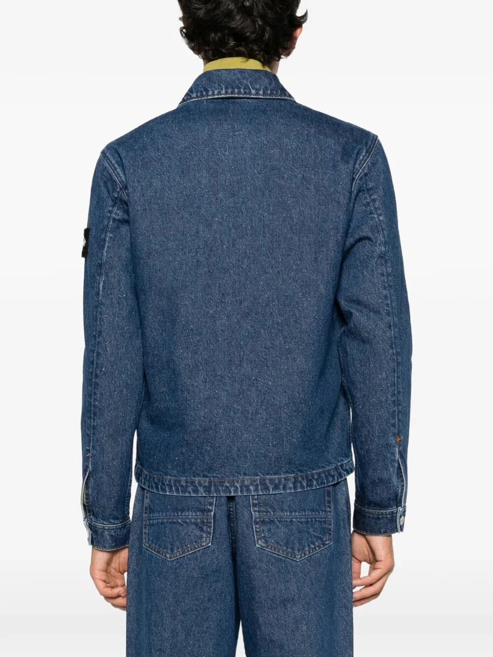 Stone Island Men `Indigo Grainy Wash` Biker Jacket STONE ISLAND