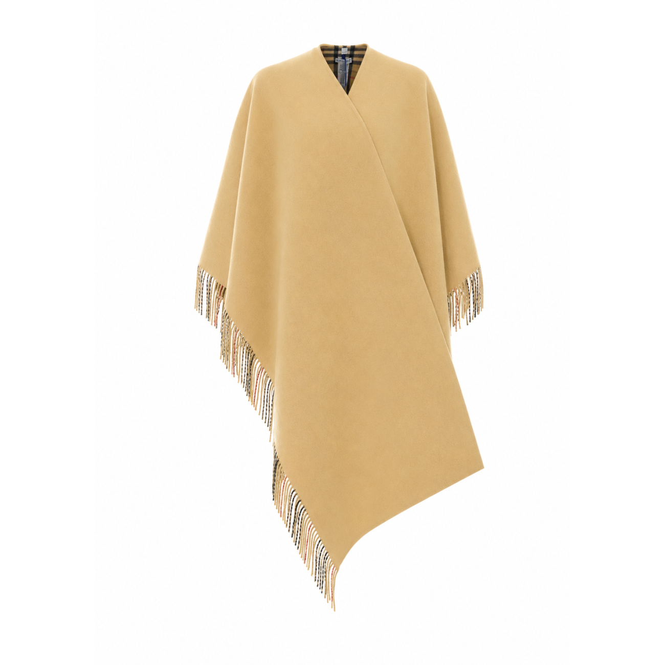 Burberry Women Blanket Style Wool Cape With House Check Logo BURBERRY