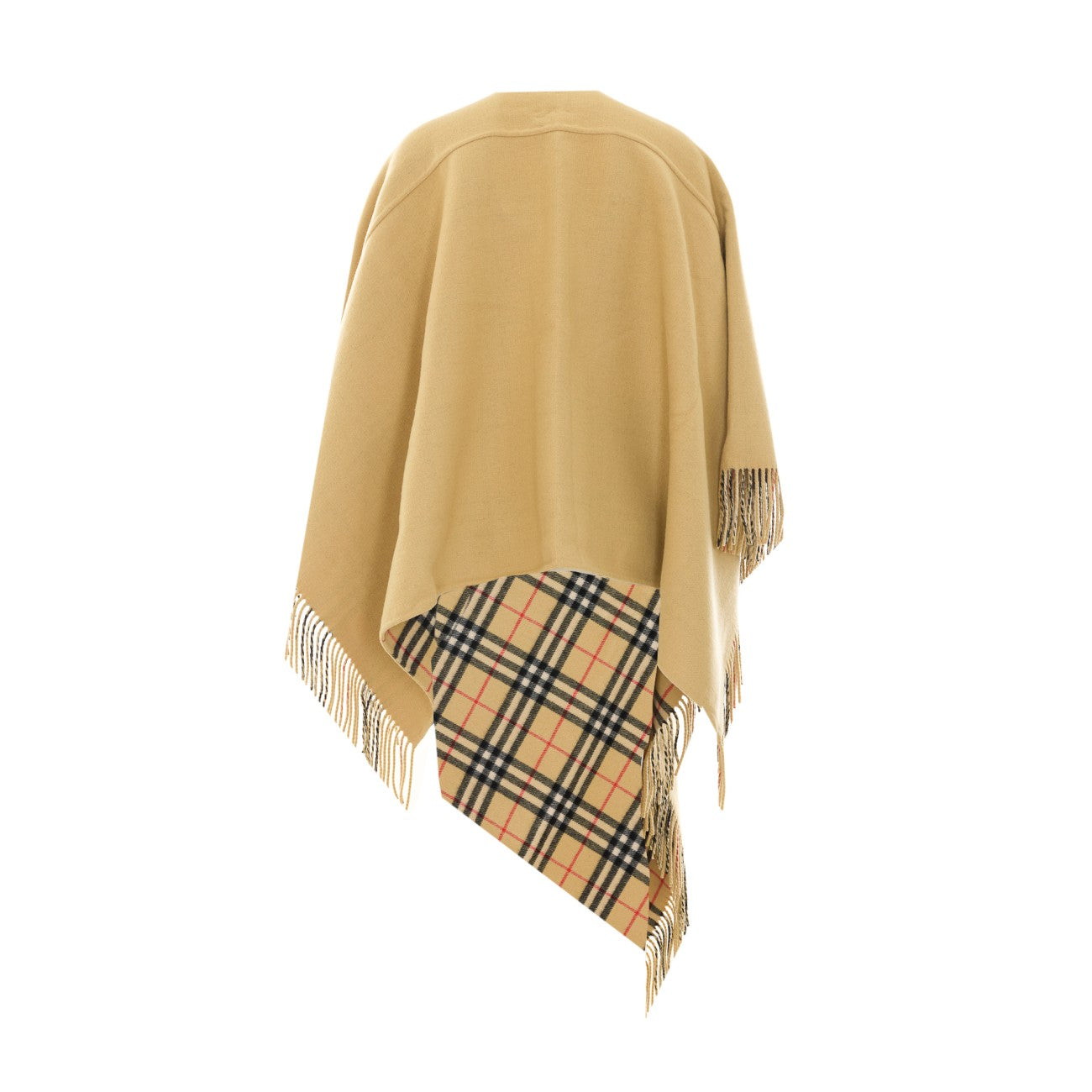 Burberry Women Blanket Style Wool Cape With House Check Logo BURBERRY