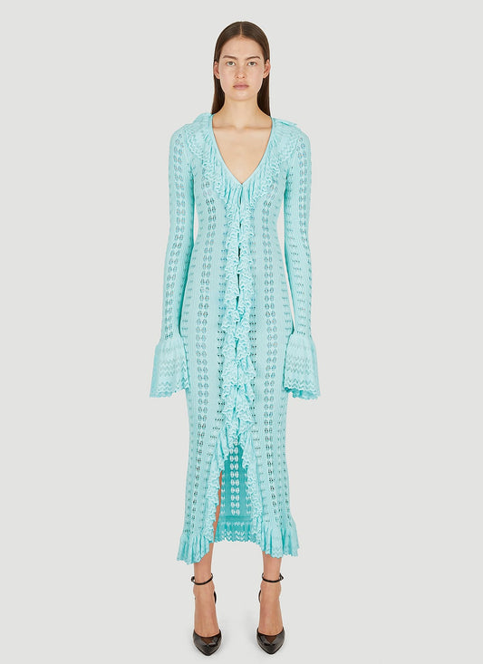 Blumarine Women Pointelle Knit Frilled Dress
