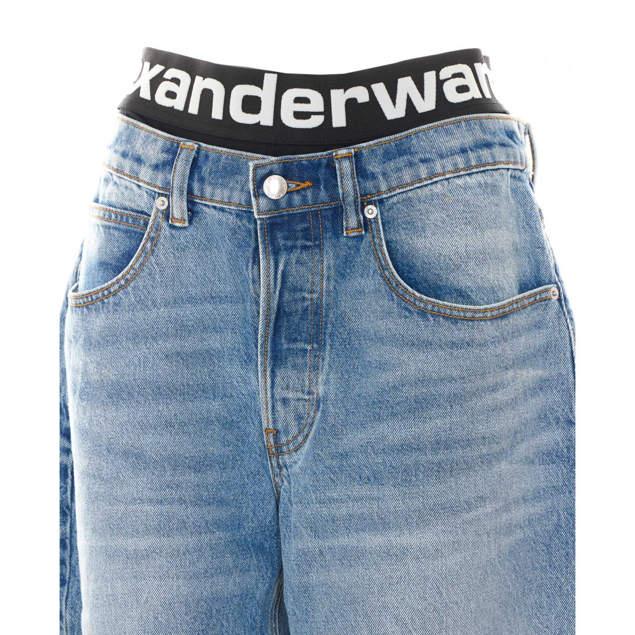 Alexander Wang Women Blow-Up Jeans With Logo Bike Short Waistband ALEXANDER WANG