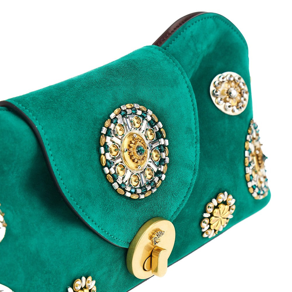 Versace Women Embroidered Suede Leather 'Vivian' Clutch VERSACE
