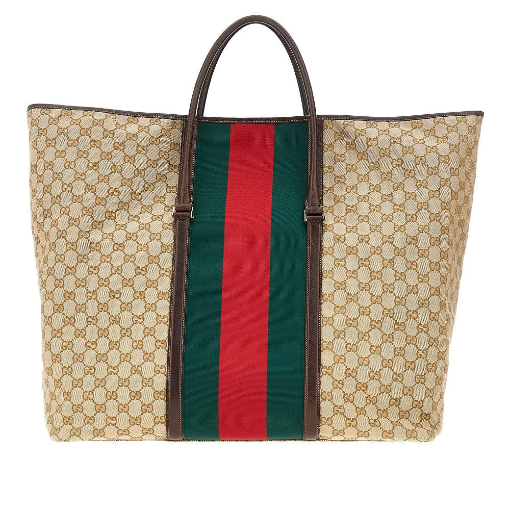 Gucci Men Gg Fabric Bag With Web Ribbon GUCCI