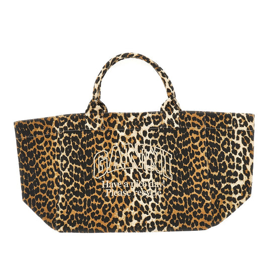 Ganni Women Leopard Canvas Xxl Tote Bag GANNI