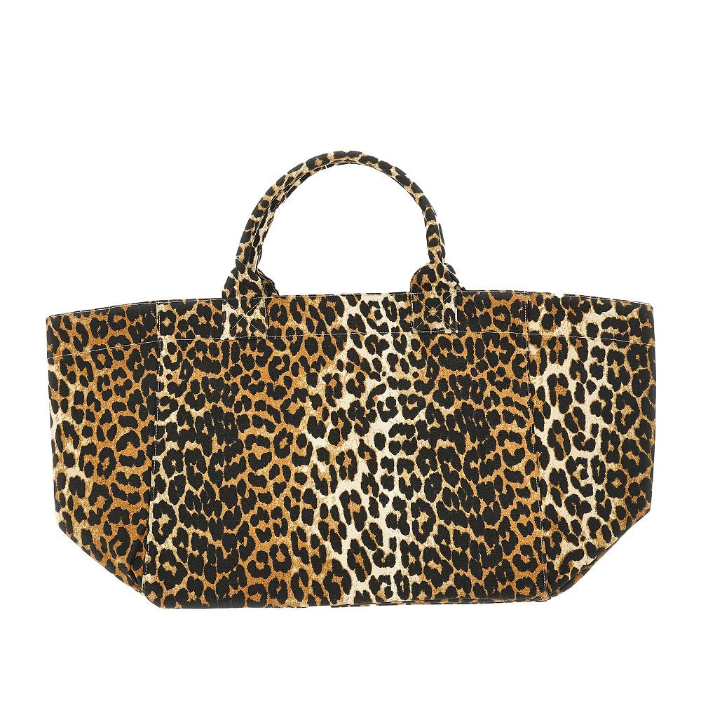 Ganni Women Leopard Canvas Xxl Tote Bag GANNI