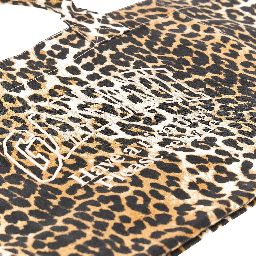 Ganni Women Leopard Canvas Xxl Tote Bag GANNI