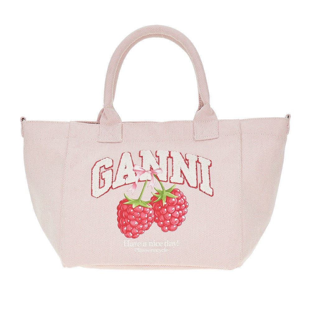 Ganni Women Shopping Bag With Raspberries Print GANNI