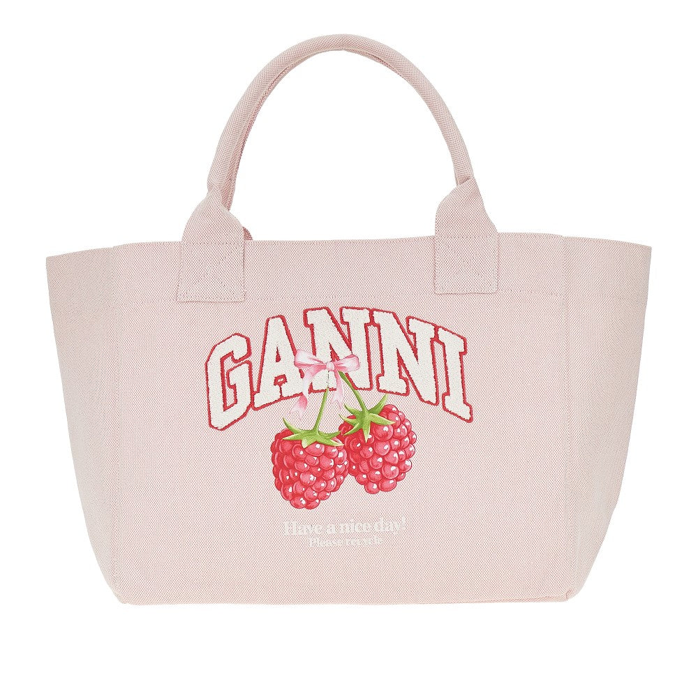 Ganni Women Shopping Bag With Raspberries Print GANNI