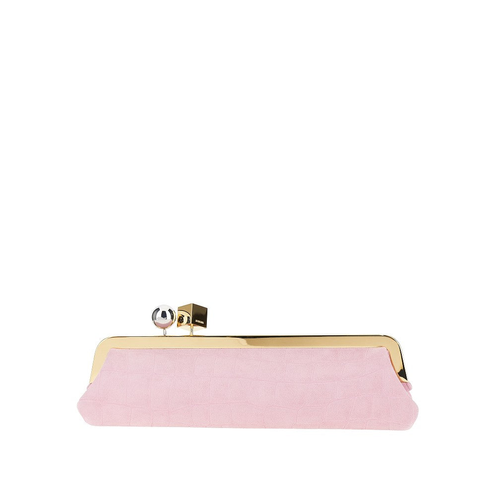 Jacquemus Women Suede Leather 'Salon' Pouch With Croco-Effect JACQUEMUS