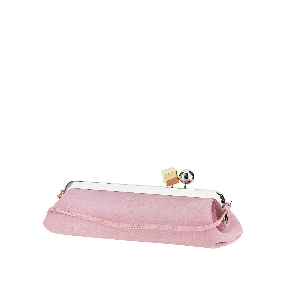 Jacquemus Women Suede Leather 'Salon' Pouch With Croco-Effect JACQUEMUS