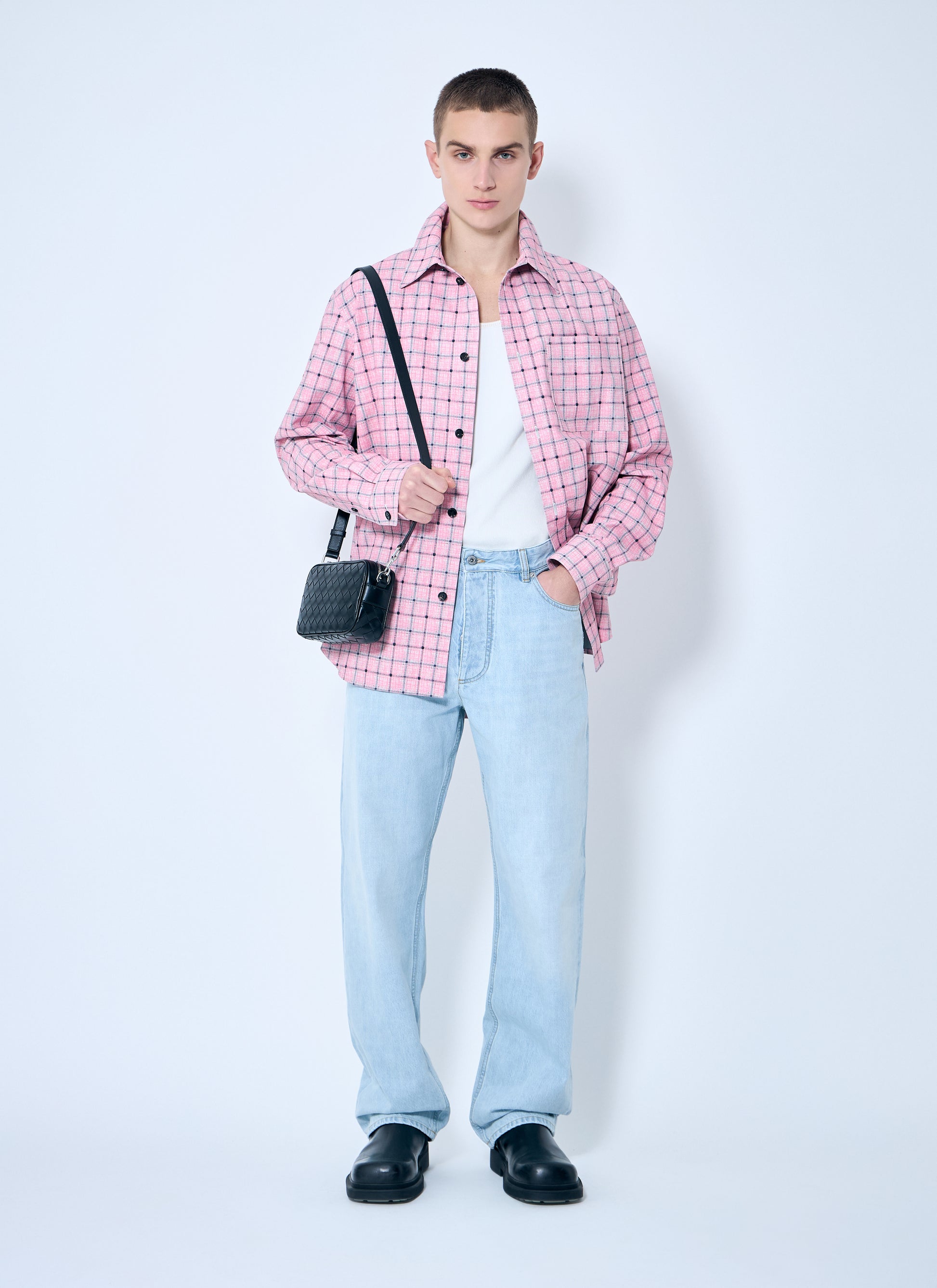 Bottega Veneta Men Extra Bleached Wide Leg Jeans BOTTEGA VENETA