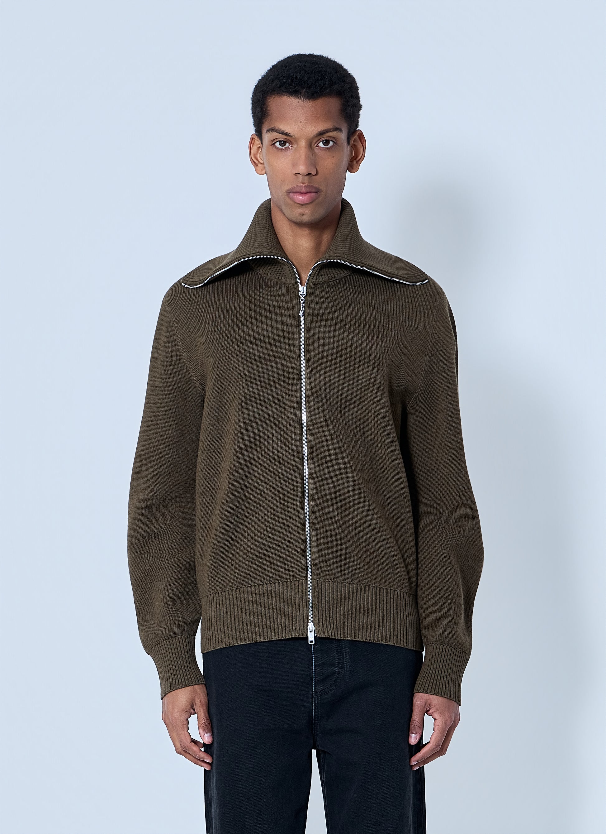 Bottega Veneta Men Zip-Front High Collar Cardigan BOTTEGA VENETA