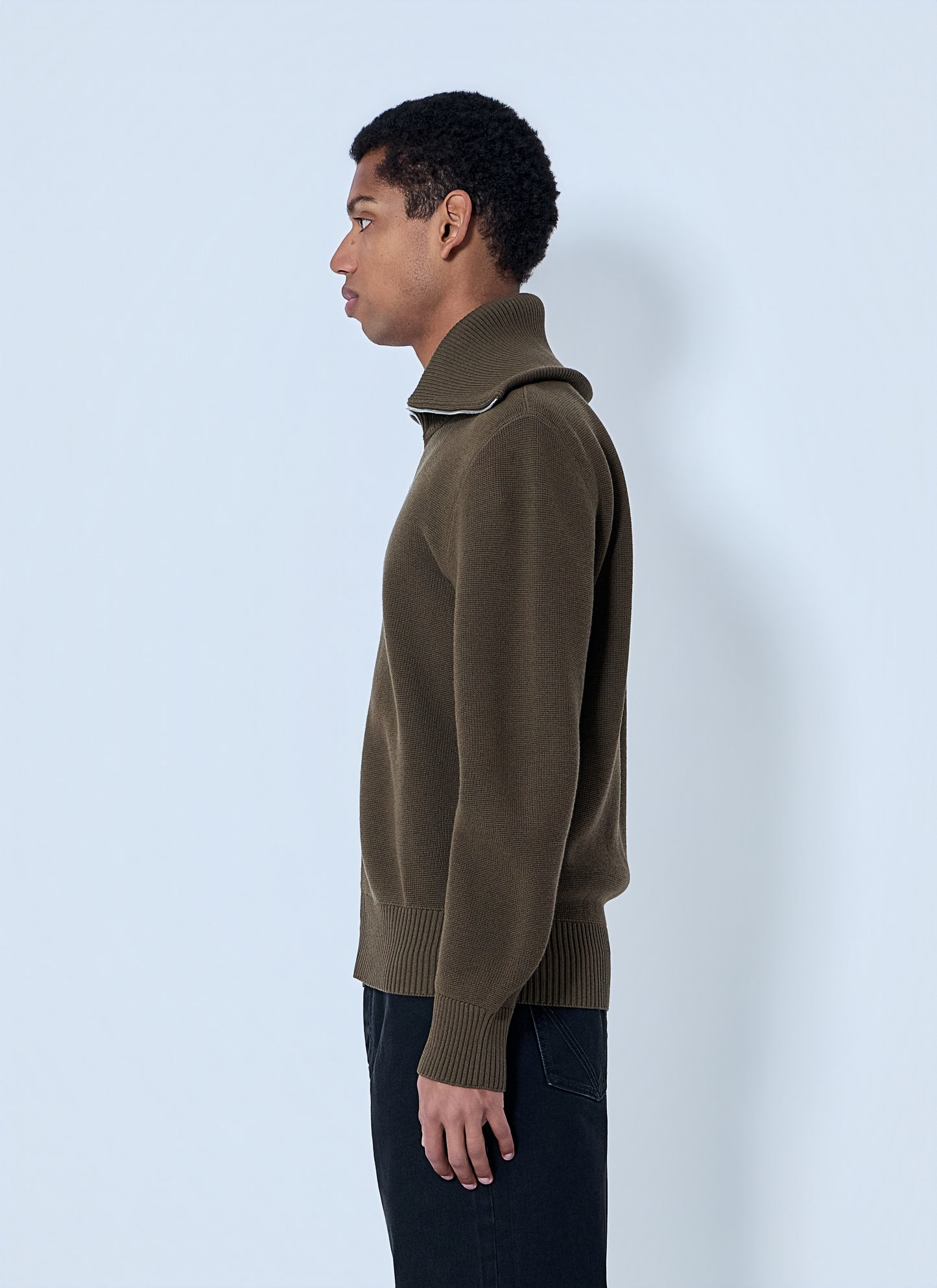 Bottega Veneta Men Zip-Front High Collar Cardigan BOTTEGA VENETA