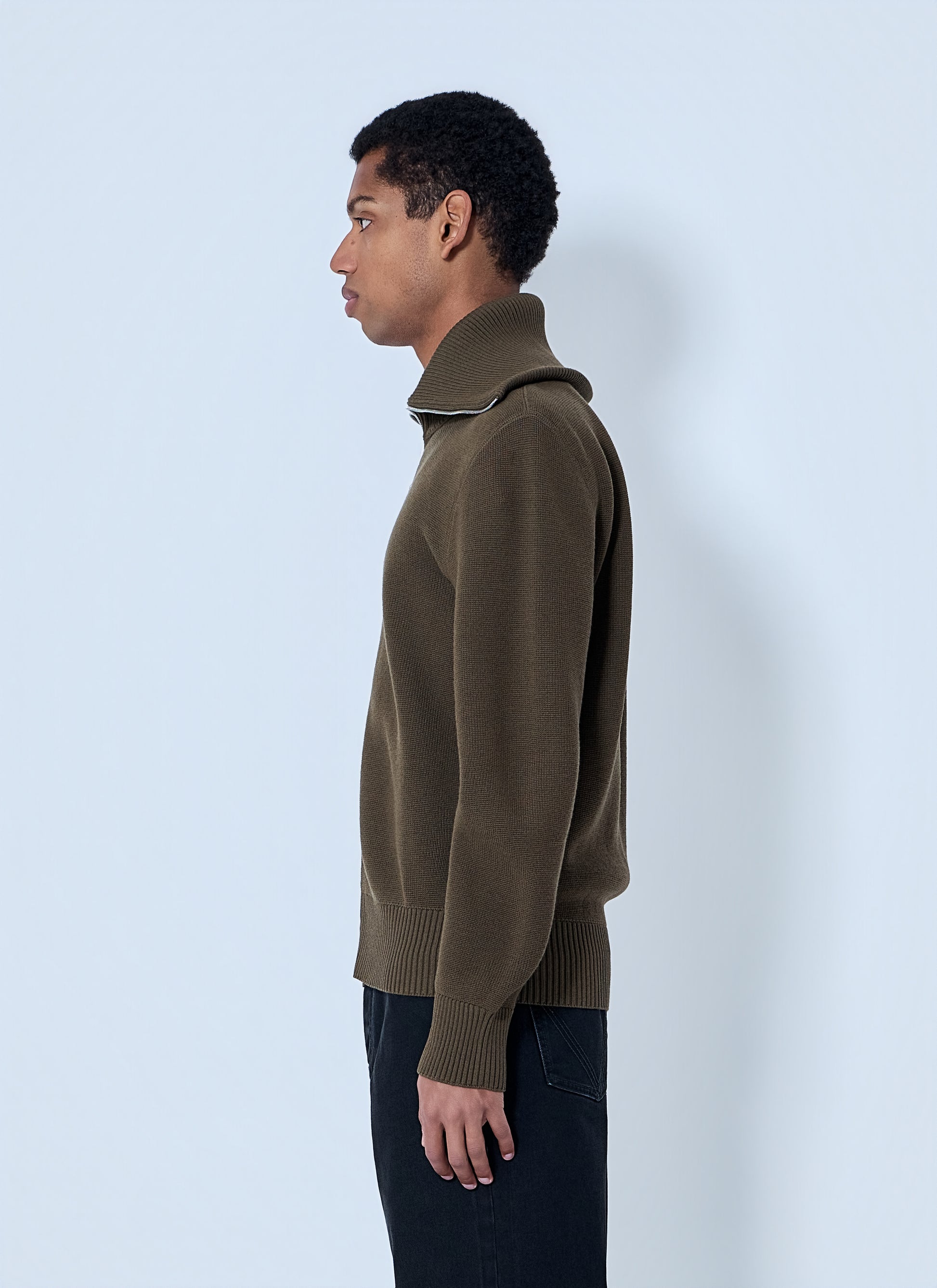 Bottega Veneta Men Zip-Front High Collar Cardigan BOTTEGA VENETA