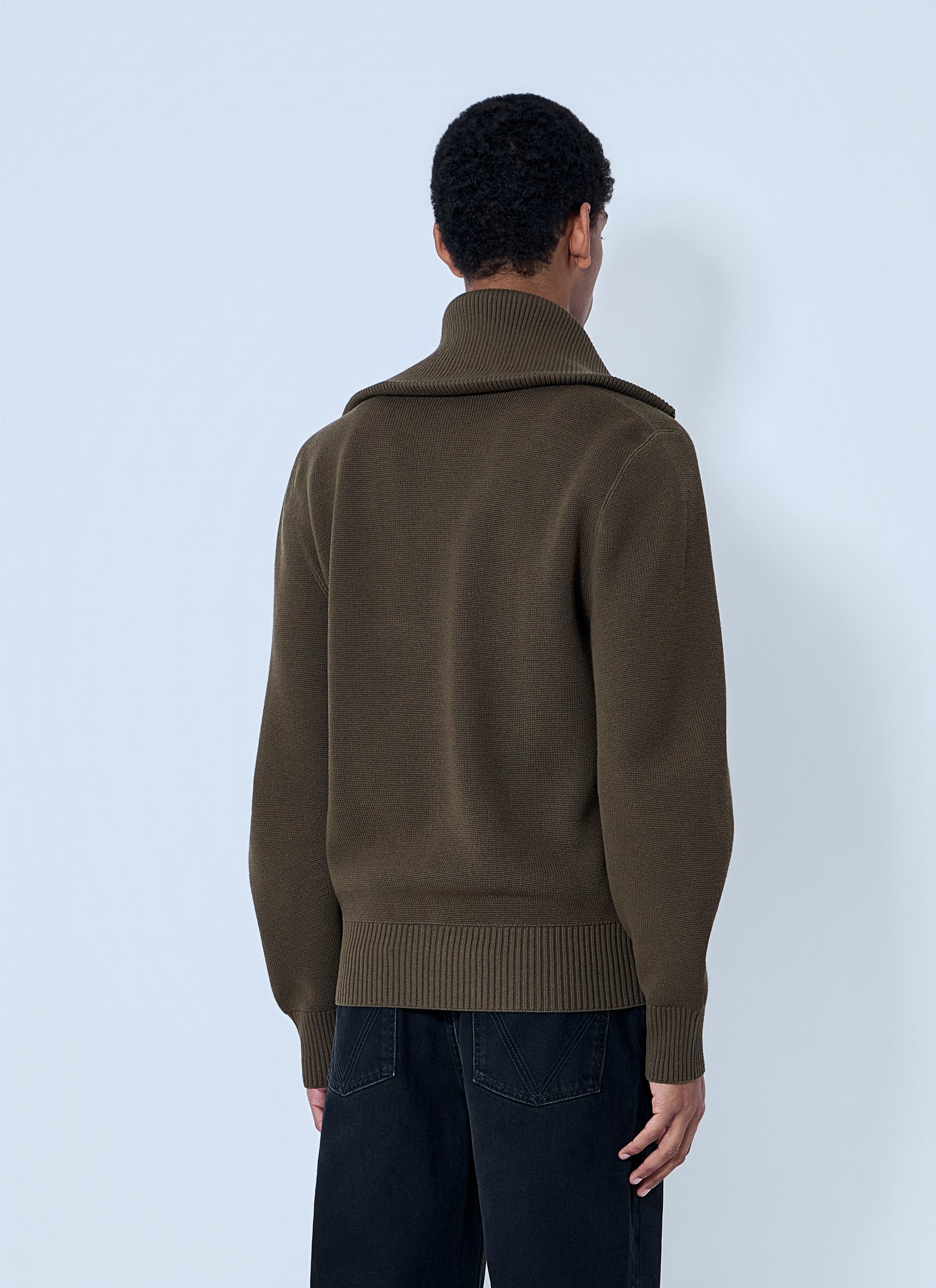 Bottega Veneta Men Zip-Front High Collar Cardigan BOTTEGA VENETA
